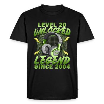 20 Years Level Vintage Débloqué 2004 - T-shirt Premium bio Homme - noir - Devant - Nico (187cm)