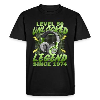 Level 50 Unlocked Gamer Gamer 50 Years 1974 - Men's Premium Organic T-Shirt - black - Front - Nico (187cm)