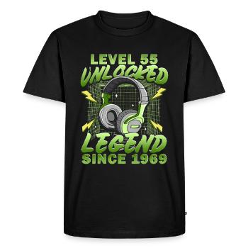 55th Birthday - Birthday Shirt level 1969 - Men's Premium Organic T-Shirt - black - Front - Nico (187cm)