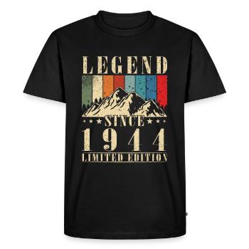 Legend 1944 Birthday legendary since 1944 - Men's Premium Organic T-Shirt - black - Front - Nico (187cm)
