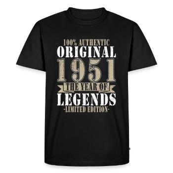 Les légendes sont nées en 1951 - T-shirt Premium bio Homme - noir - Devant - Nico (187cm)