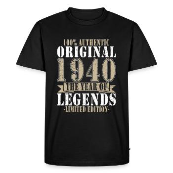 Legend since 1940 Born 1940 Birthday 1940 - Men's Premium Organic T-Shirt - black - Front - Nico (187cm)
