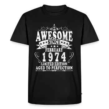 50e anniversaire février 1974 Millésime - T-shirt Premium bio Homme - noir - Devant - Nico (187cm)