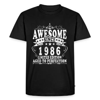 Syntynyt 1986 Syntynyt 1986 Syntymäpäivä - Premium luomulaatuinen miesten t-paita - musta - Edestä - Nico (187cm)