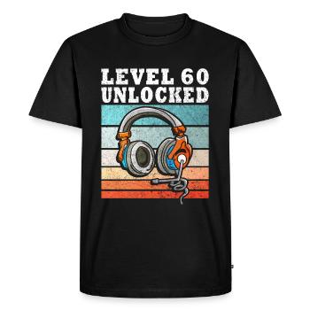 Niveau Complet 60e anniversaire Gamer 60 ans - T-shirt Premium bio Homme - noir - Devant - Nico (187cm)