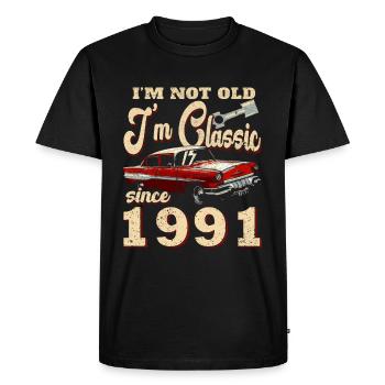 33rd Birthday Man Vintage 1991 - Men's Premium Organic T-Shirt - black - Front - Nico (187cm)
