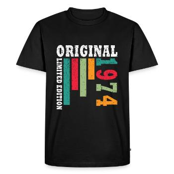 Vintage 1974 Retro Birth Year Birthday Gift - Men's Premium Organic T-Shirt - black - Front - Nico (187cm)