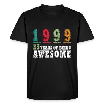 25th birthday Born in 1999 25 years old - Men's Premium Organic T-Shirt - black - Front - Nico (187cm)