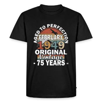 Cadeau d’anniversaire février 1949 millésime 75 ans - T-shirt Premium bio Homme - noir - Devant - Nico (187cm)