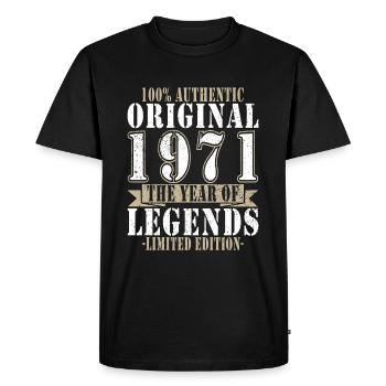 Légende 1971 Anniversaire Année de naissance 1971 Hommes - T-shirt Premium bio Homme - noir - Devant - Nico (187cm)