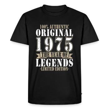 Légende 1975 Anniversaire Année de naissance 1975 Hommes - T-shirt Premium bio Homme - noir - Devant - Nico (187cm)