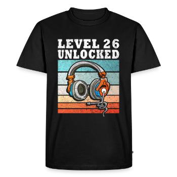 Level 26 Unlocked - Men's Premium Organic T-Shirt - black - Front - Nico (187cm)