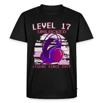 17e anniversaire Adolescent Niveau 17 Débloqué - T-shirt Premium bio Homme - noir - Devant - Nico (187cm)