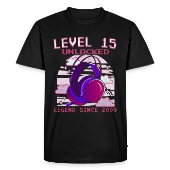 Level 15 freigeschaltet legendär seit 2009 - Männer Premium Bio T-Shirt - Schwarz - Vorne - Nico (187cm)