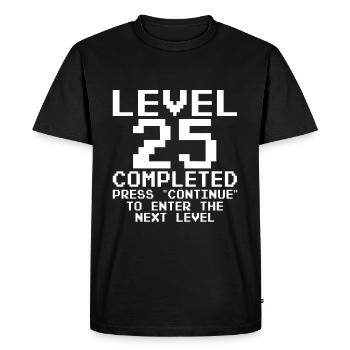 Level 25 Complete - Men's Premium Organic T-Shirt - black - Front - Nico (187cm)