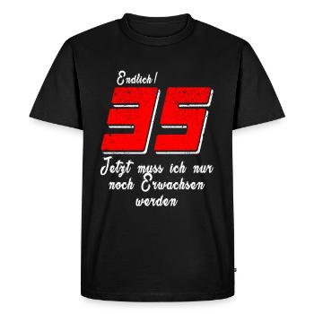 Enfin 35 - Grandir - citation d’anniversaire - T-shirt Premium bio Homme - noir - Devant - Nico (187cm)