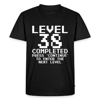 38 Ans - 38e Anniversaire Niveau 38 Conception complète - T-shirt Premium bio Homme - noir - Devant - Nico (187cm)