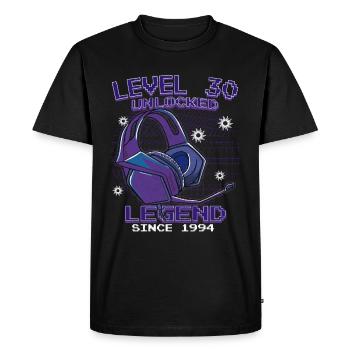 Niveau 30 Débloqué 30e Cadeau d’anniversaire Gamer - T-shirt Premium bio Homme - noir - Devant - Nico (187cm)