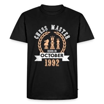 32e anniversaire pour les joueurs d’échecs 1992 octobre - T-shirt Premium bio Homme - noir - Devant - Nico (187cm)