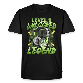 Level 9 Unlocked 9th Birthday Gamer Gamer - Men's Premium Organic T-Shirt - black - Front - Nico (187cm)