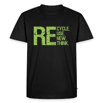 Jour de la Terre – Recycler Réutiliser Nouveau Penser vert - T-shirt Premium bio Homme - noir - Devant - Nico (187cm)
