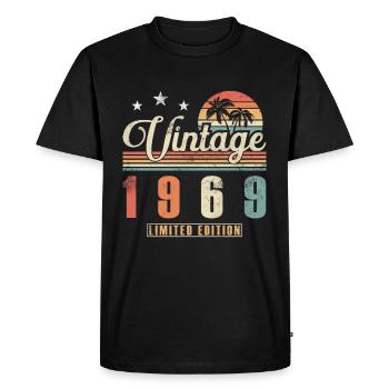Millésime 1969 Année de naissance Vintage Anniversaire - T-shirt Premium bio Homme - noir - Devant - Nico (187cm)