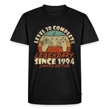 30e anniversaire Gamer niveau 30 terminé Vintage - T-shirt Premium bio Homme - noir - Devant - Nico (187cm)