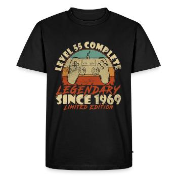 55 Niveau d’anniversaire 55 terminé - T-shirt Premium bio Homme - noir - Devant - Nico (187cm)