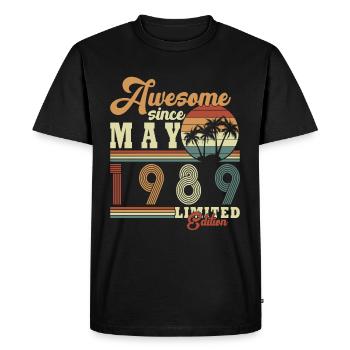 May 1989 Birthday May 1989 Gift 1989 May - Men's Premium Organic T-Shirt - black - Front - Nico (187cm)