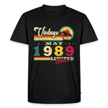May 1989 Birthday Present May 1989 May - Men's Premium Organic T-Shirt - black - Front - Nico (187cm)