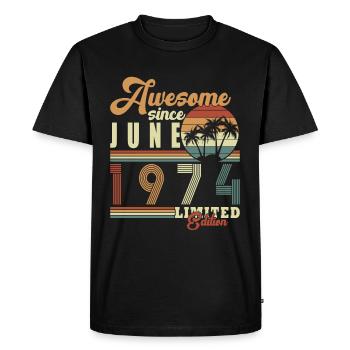 Original Juin 1974 Millésime 1974 Anniversaire 1974 - T-shirt Premium bio Homme - noir - Devant - Nico (187cm)