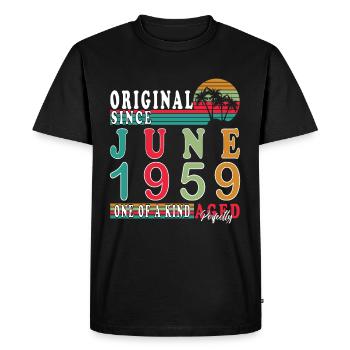 Juin 1959 | Anniversaire 1959 Né en juin 1959 - T-shirt Premium bio Homme - noir - Devant - Nico (187cm)