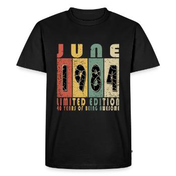 Juin 1984 Anniversaire Juin 1984 Juin - T-shirt Premium bio Homme - noir - Devant - Nico (187cm)