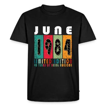 Gift June 1984 Jubilee June 1984. June 1984 - Men's Premium Organic T-Shirt - black - Front - Nico (187cm)