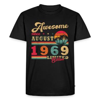 Août 1969 Anniversaire en août 1969 Millésime 1969 - T-shirt Premium bio Homme - noir - Devant - Nico (187cm)