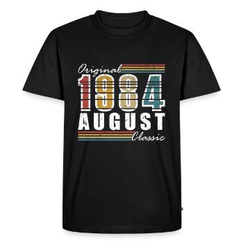 Août 1984 Anniversaire en Août 1984 Millésime 1984 - T-shirt Premium bio Homme - noir - Devant - Nico (187cm)