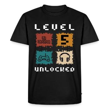 Level 5 Unlocked Gamer 5 Years - Men's Premium Organic T-Shirt - black - Front - Nico (187cm)