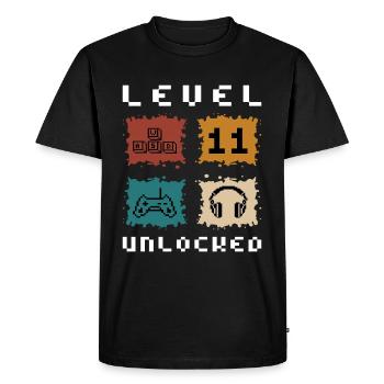 Level 11 Unlocked Shirt 11th Birthday Shirt - Men's Premium Organic T-Shirt - black - Front - Nico (187cm)