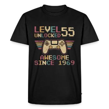 Level 55 Unlocked Birthday Shirt Gift - Men's Premium Organic T-Shirt - black - Front - Nico (187cm)