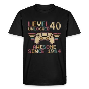 40e anniversaire homme 40s 40e niveau 40e cadeau - T-shirt Premium bio Homme - noir - Devant - Nico (187cm)