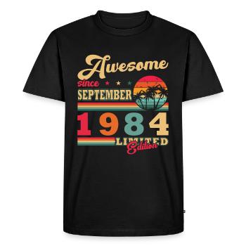1984 Septembre 1984 Cadeau du 40e anniversaire - T-shirt Premium bio Homme - noir - Devant - Nico (187cm)