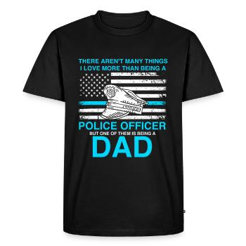Père Policier Cadeau Père Police - T-shirt Premium bio Homme - noir - Devant - Nico (187cm)
