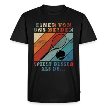 One of us plays tennis better than you - Men's Premium Organic T-Shirt - black - Front - Nico (187cm)