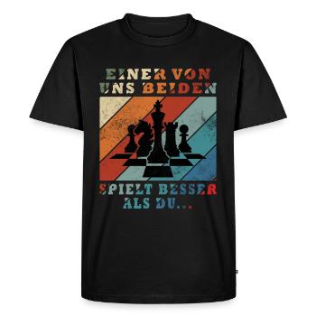 Joueurs d’échecs L’un de nous joue mieux aux échecs - T-shirt Premium bio Homme - noir - Devant - Nico (187cm)