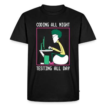 Programmeurs Codage Informaticiens Ordinateurs - T-shirt Premium bio Homme - noir - Devant - Nico (187cm)