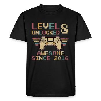 Level 8 Fully Legendary since 2016 - Men's Premium Organic T-Shirt - black - Front - Nico (187cm)