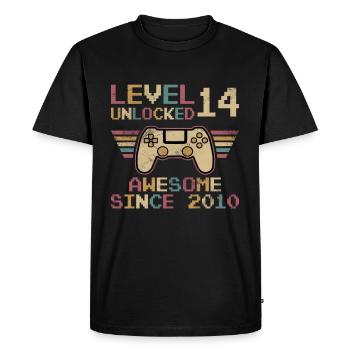 Original 2010 14 ans Déblocage Niveau 14 - T-shirt Premium bio Homme - noir - Devant - Nico (187cm)