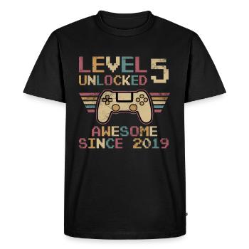 Original 2019 5 Year Level 5 Unlock - Men's Premium Organic T-Shirt - black - Front - Nico (187cm)