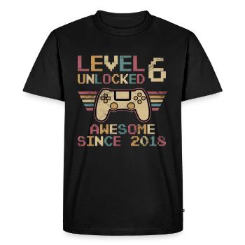 Original 2018 6 Year Unlock Level 6 - Men's Premium Organic T-Shirt - black - Front - Nico (187cm)