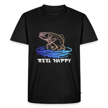 Pêche à la truite, cadeau pour pêcheur de truite - T-shirt Premium bio Homme - noir - Devant - Nico (187cm)